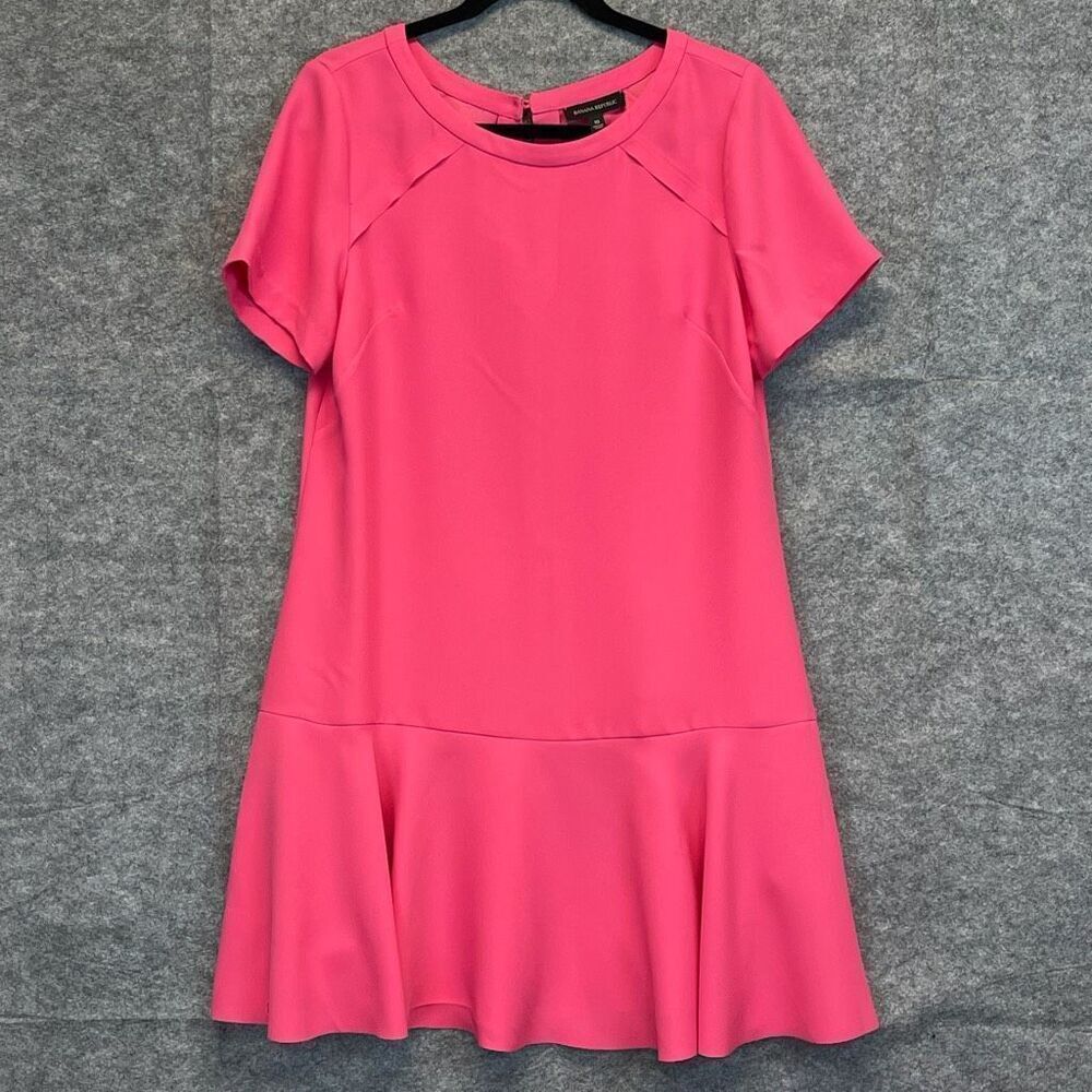 BANANA REPUBLIC‎ Dress Size 10 Pink Flounce Shift Dressy Cocktail Party Summer
